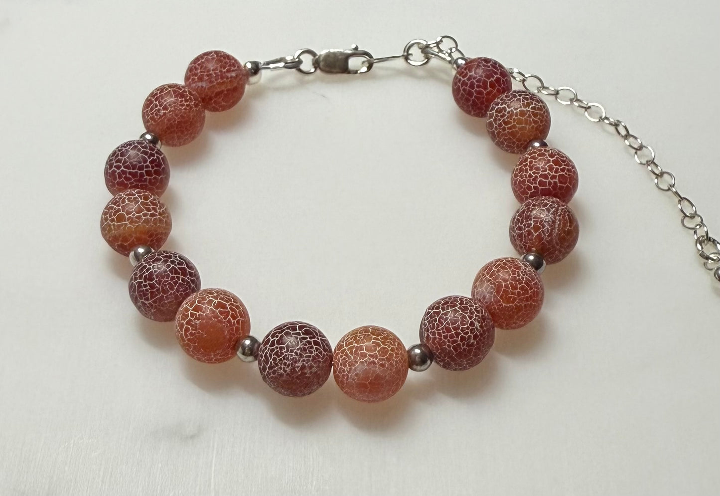 Red Dragon Vein Agate Bracelet with Sterling Silver