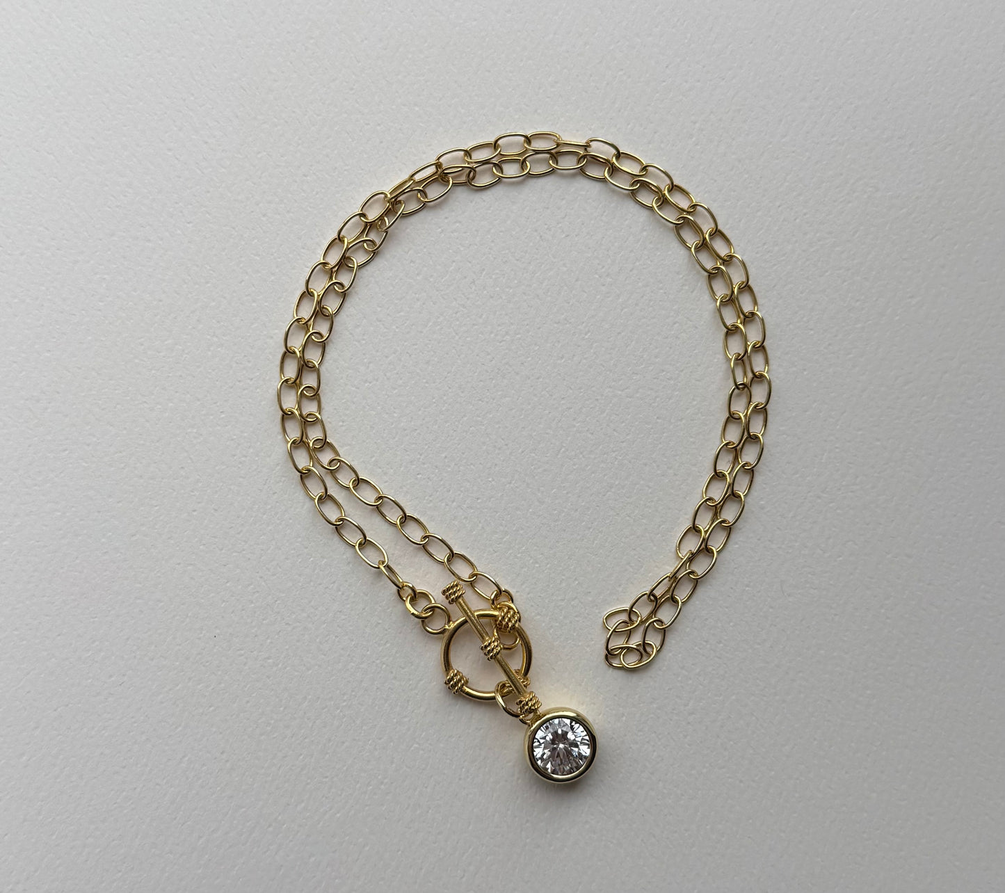 JH Toggle Cable Necklace with Crystal Pedant