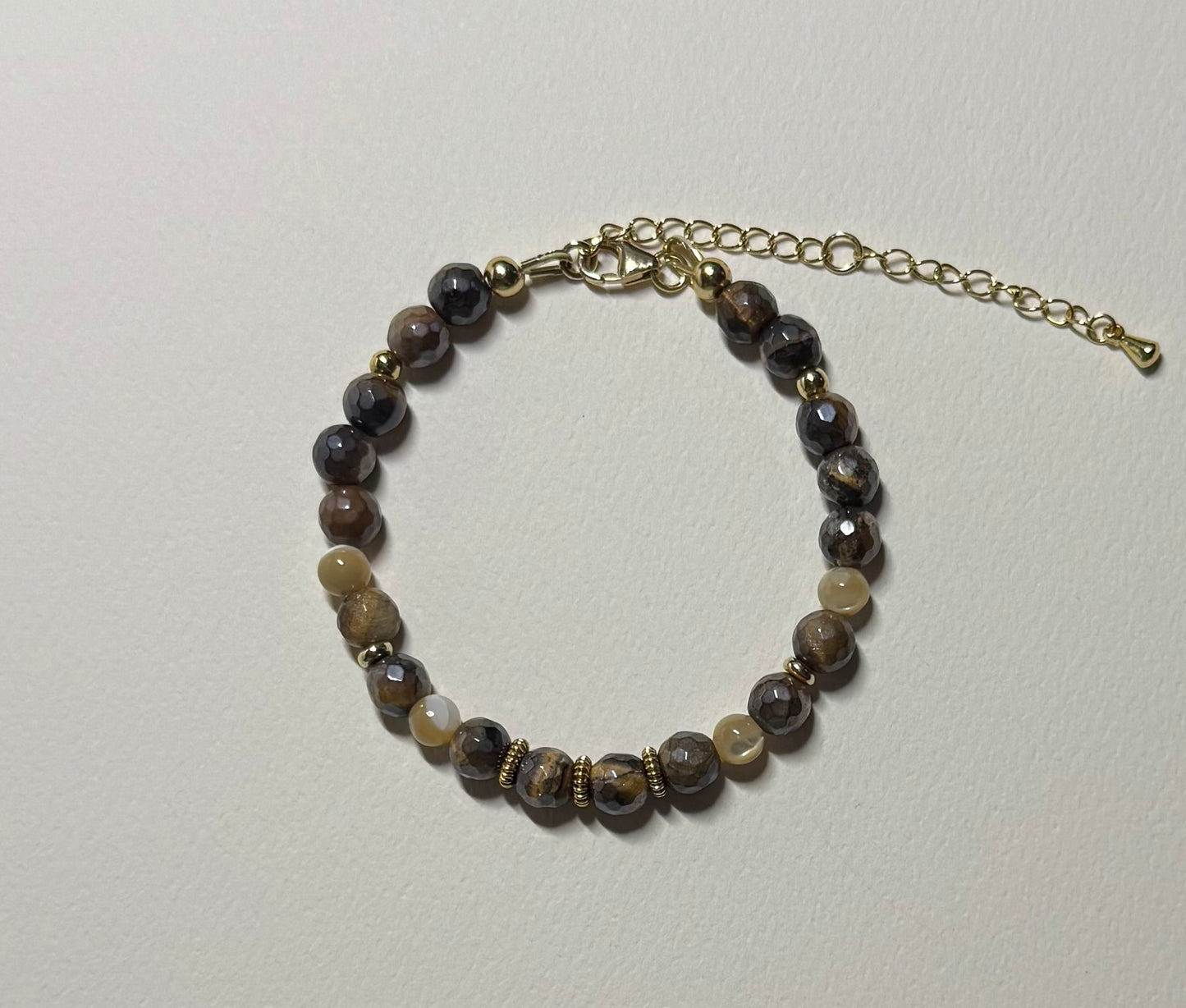 Tiger Eye with Mother of Pearl Bead Bracelet