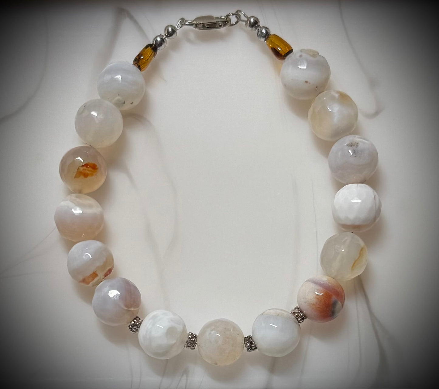 White Agate Bracelet with Sterling Silver