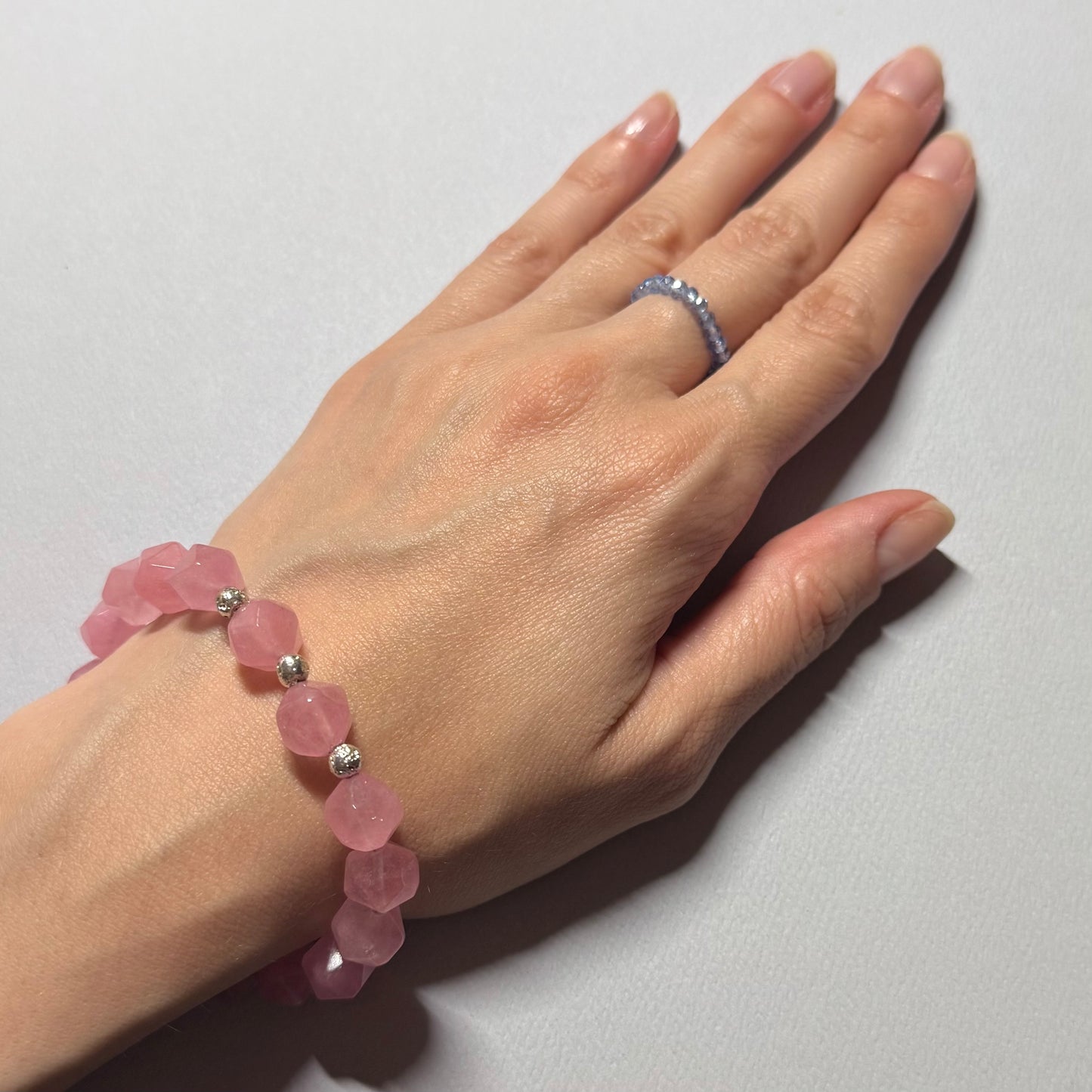 Rose Quartz Bracelet with Sterling Silver
