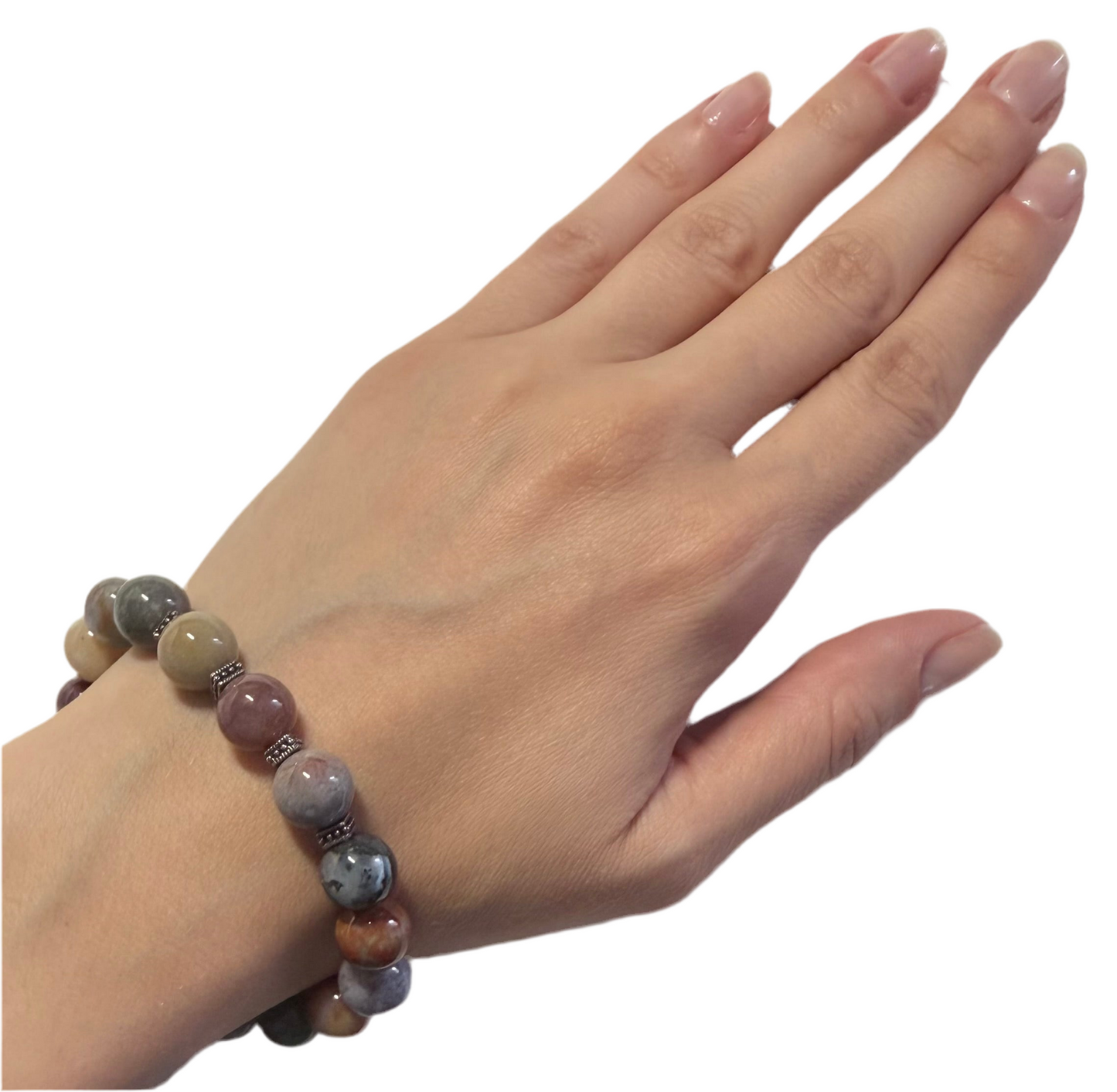Multicolor Agate Bracelet with Sterling Silver