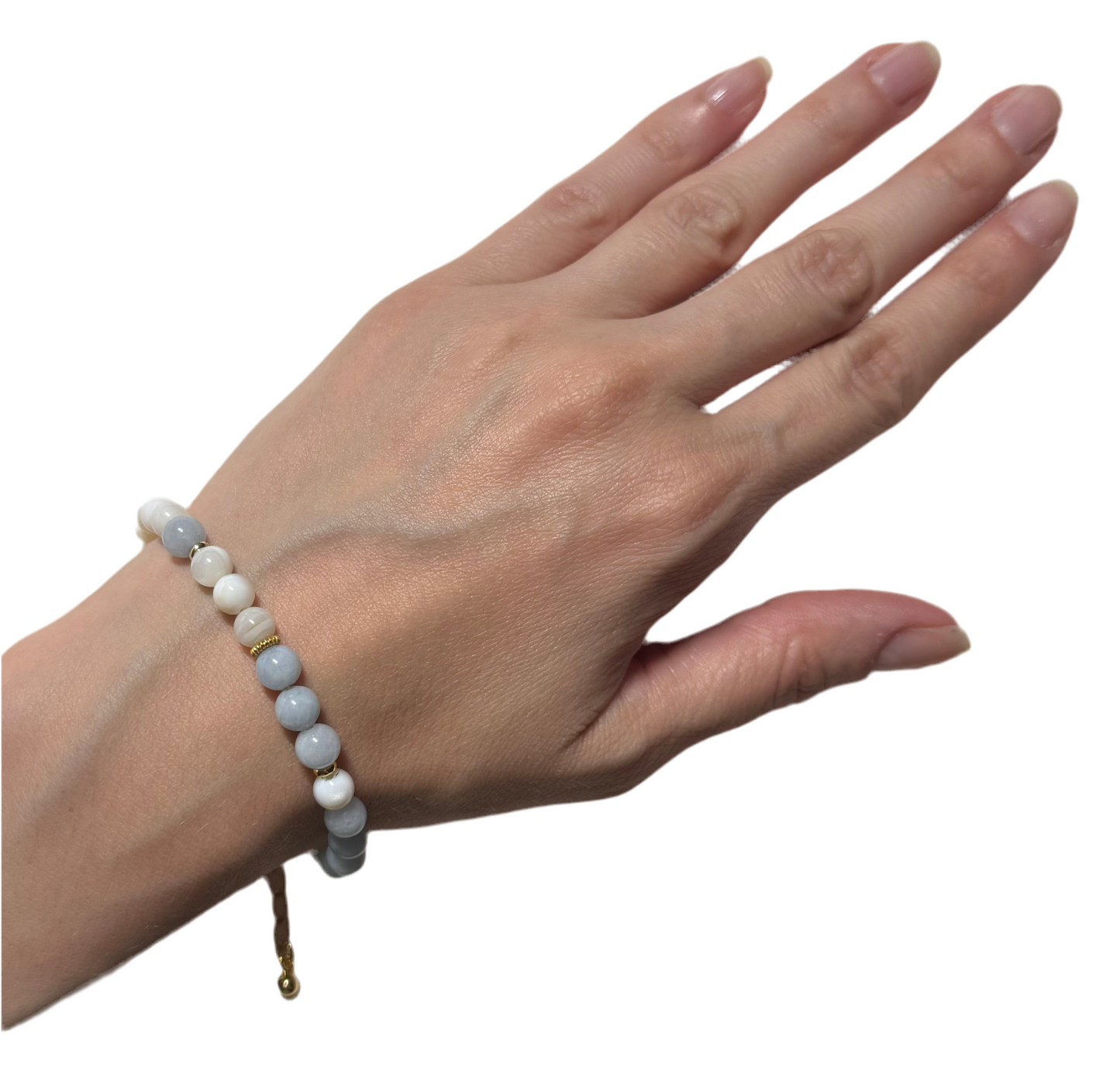 Aquamarine with Natural Shell Bead Bracelet