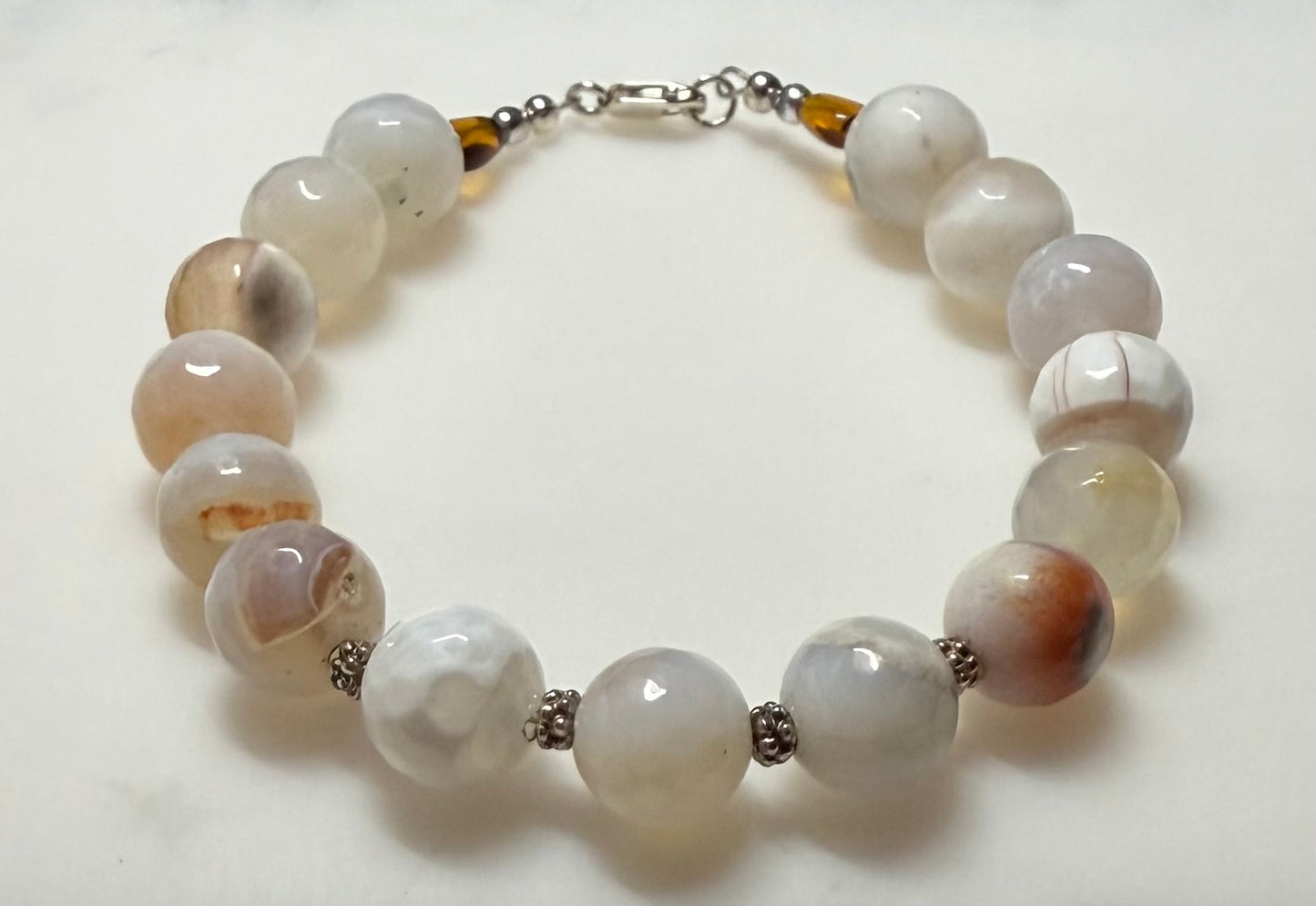 White Agate Bracelet with Sterling Silver