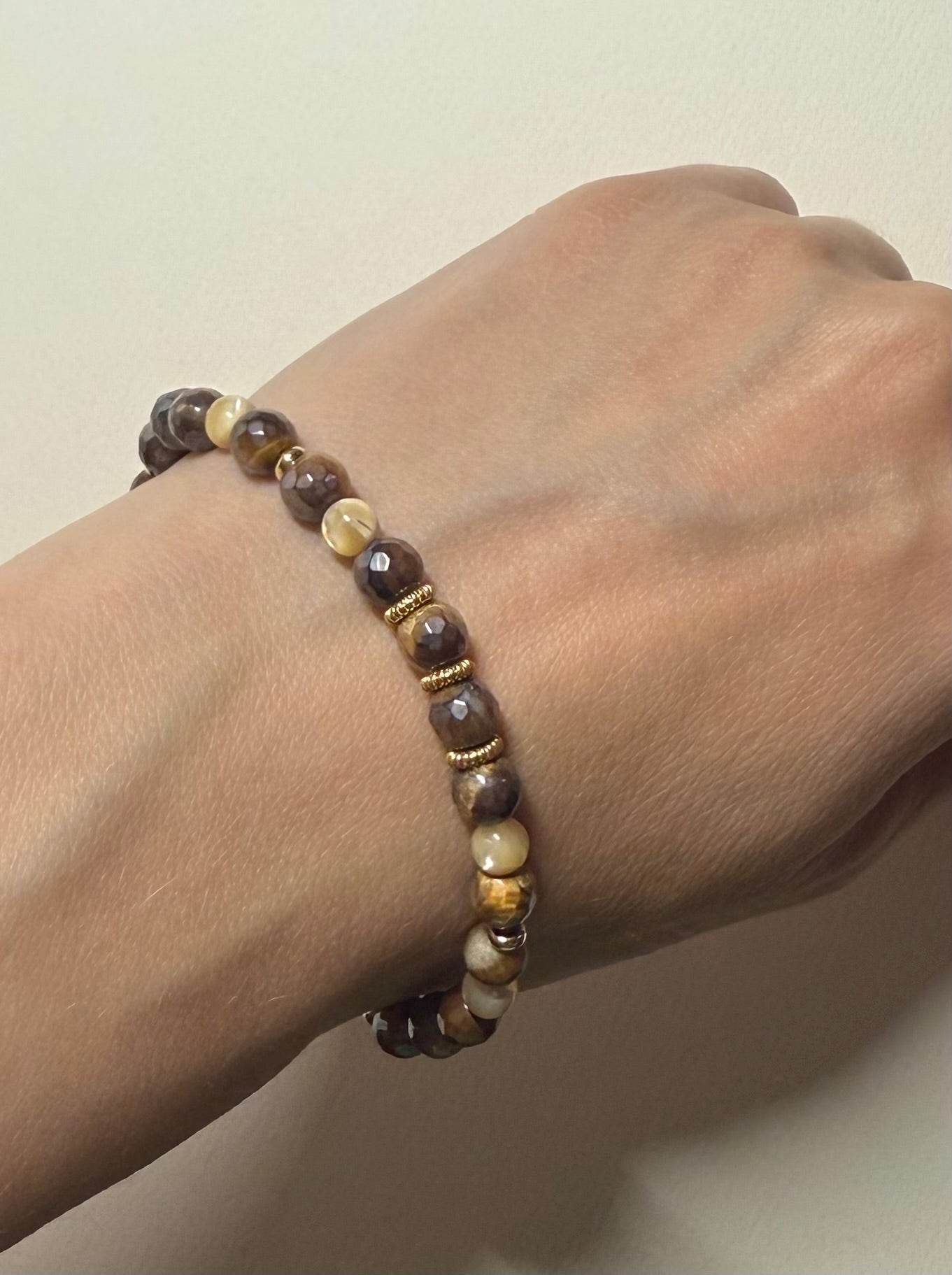 Tiger Eye with Mother of Pearl Bead Bracelet