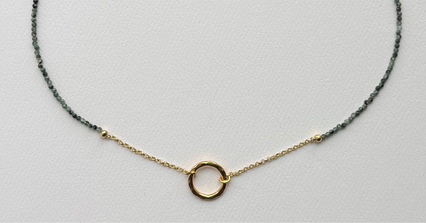 JH Emerald Necklace with Hammered Circle Pedant