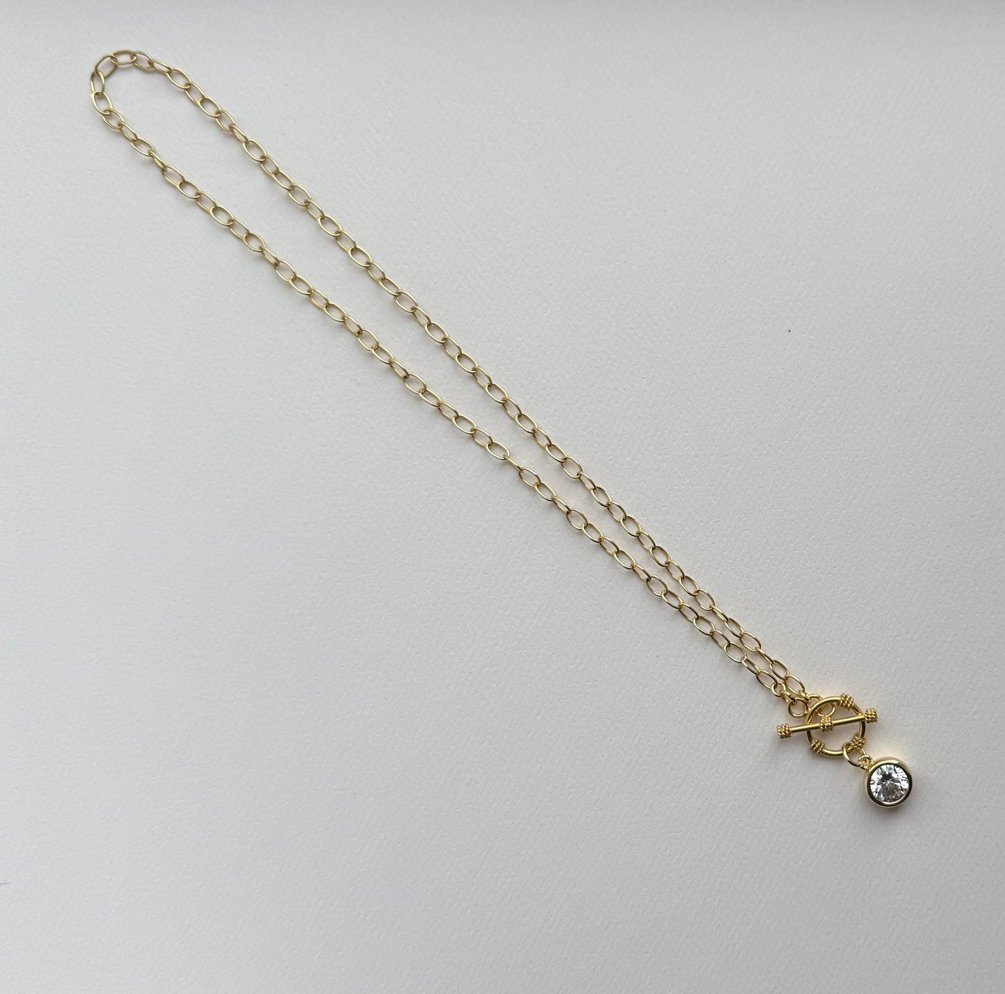 JH Toggle Cable Necklace with Crystal Pedant