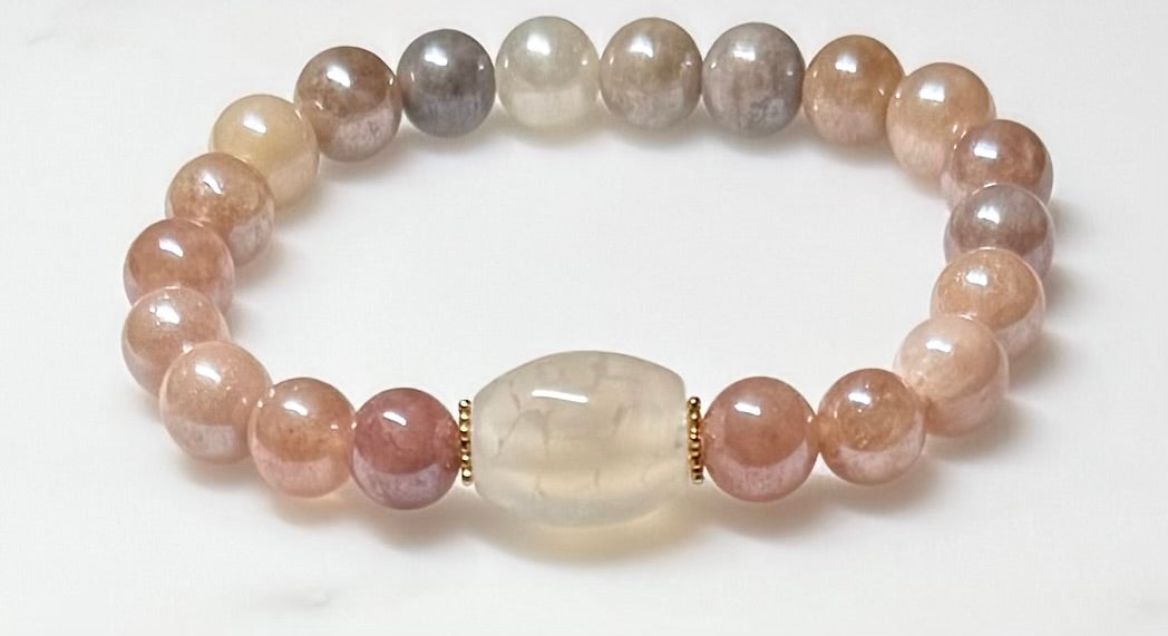 Sunstone Stretch Bracelet with Agate