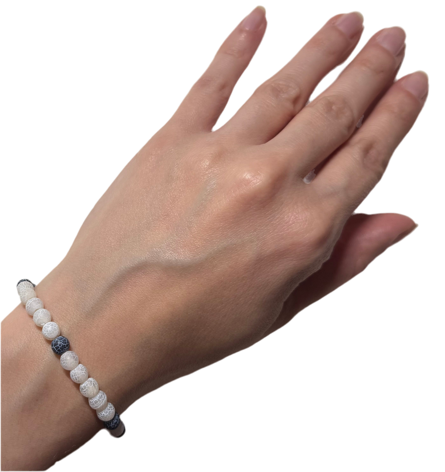 Lucky Denim Stretch Bracelet with Stainless Steel Bead