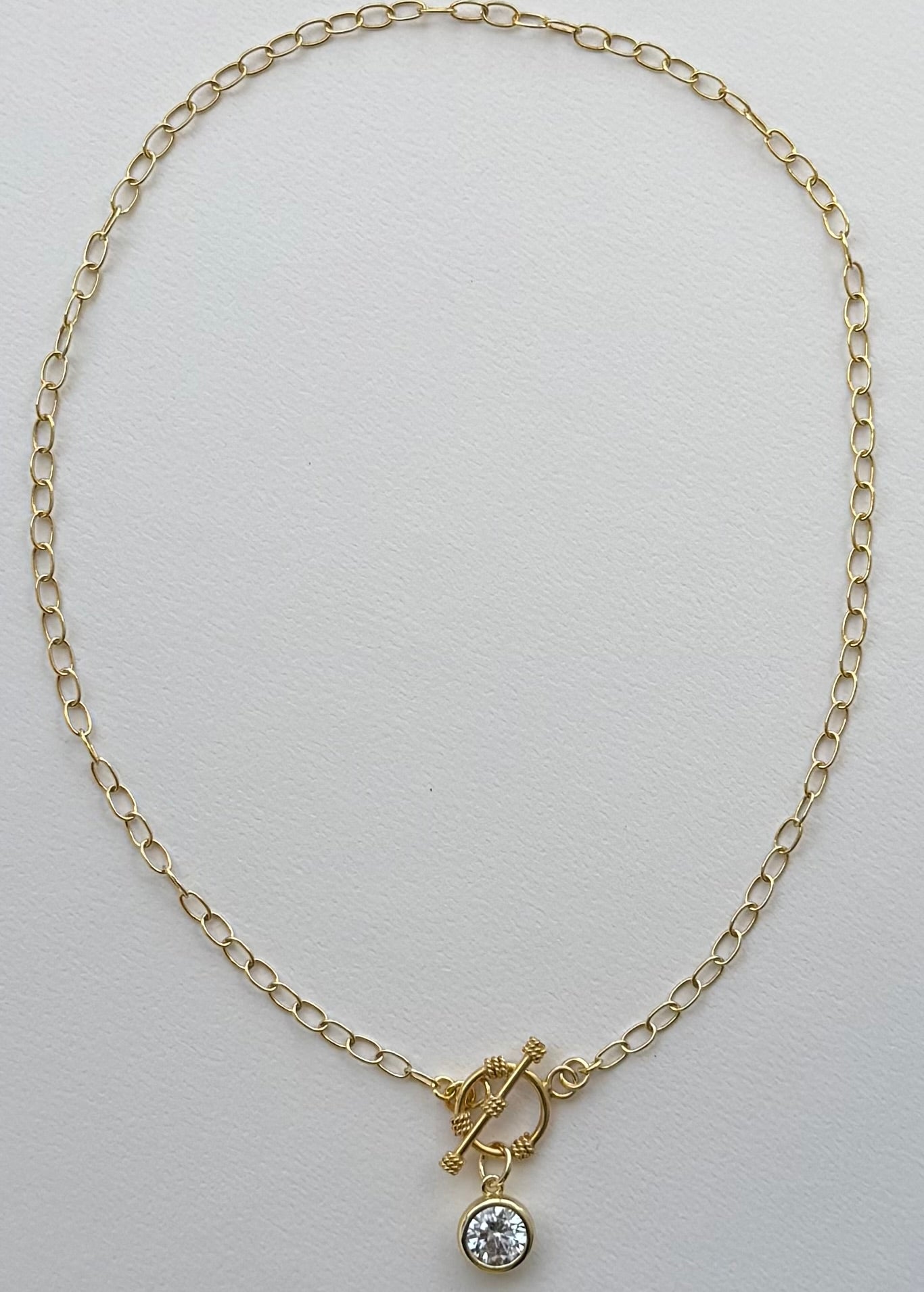 JH Toggle Cable Necklace with Crystal Pedant