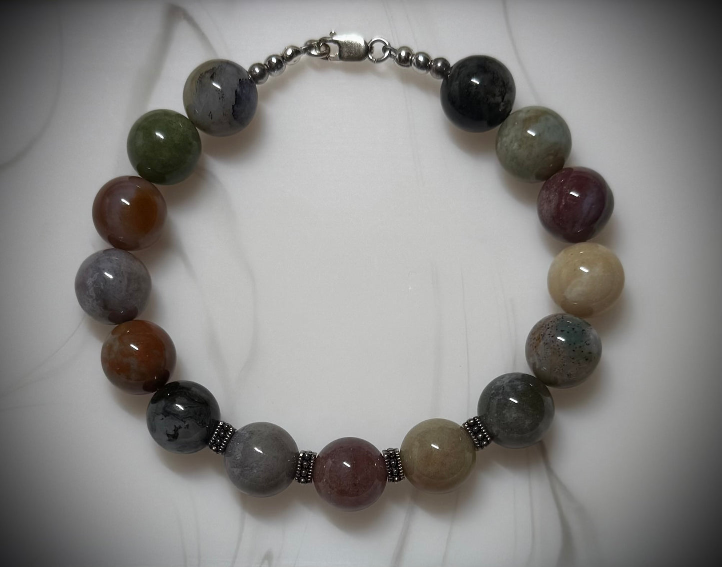 Multicolor Agate Bracelet with Sterling Silver