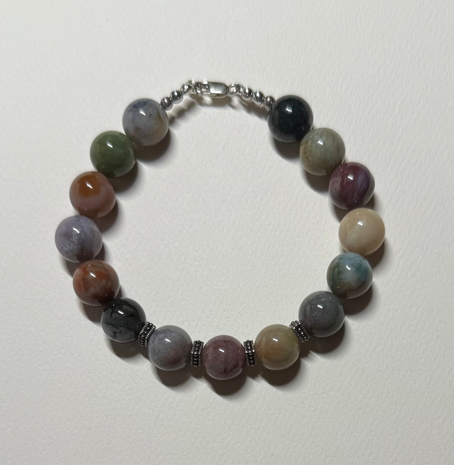 Multicolor Agate Bracelet with Sterling Silver