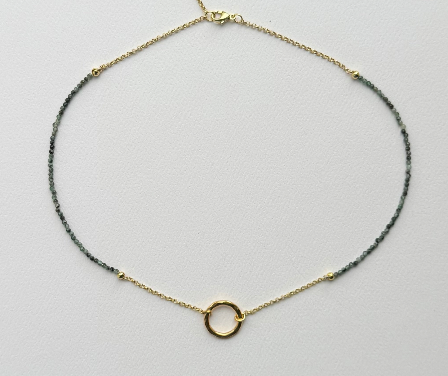 JH Emerald Necklace with Hammered Circle Pedant