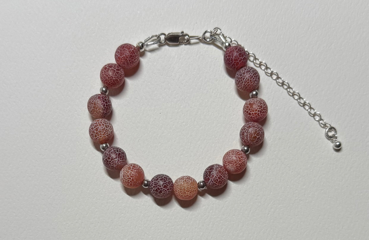 Red Dragon Vein Agate Bracelet with Sterling Silver