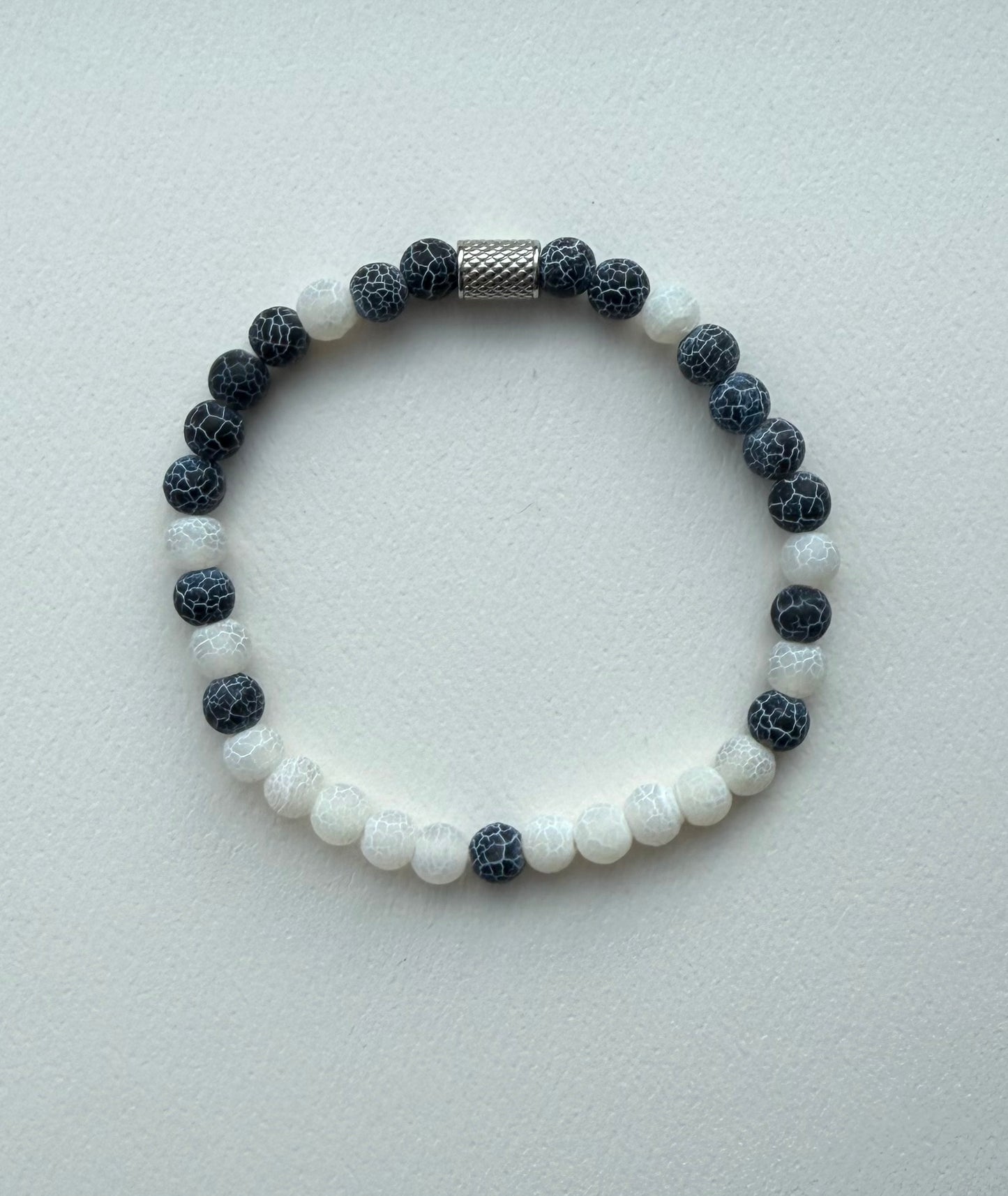 Lucky Denim Stretch Bracelet with Stainless Steel Bead