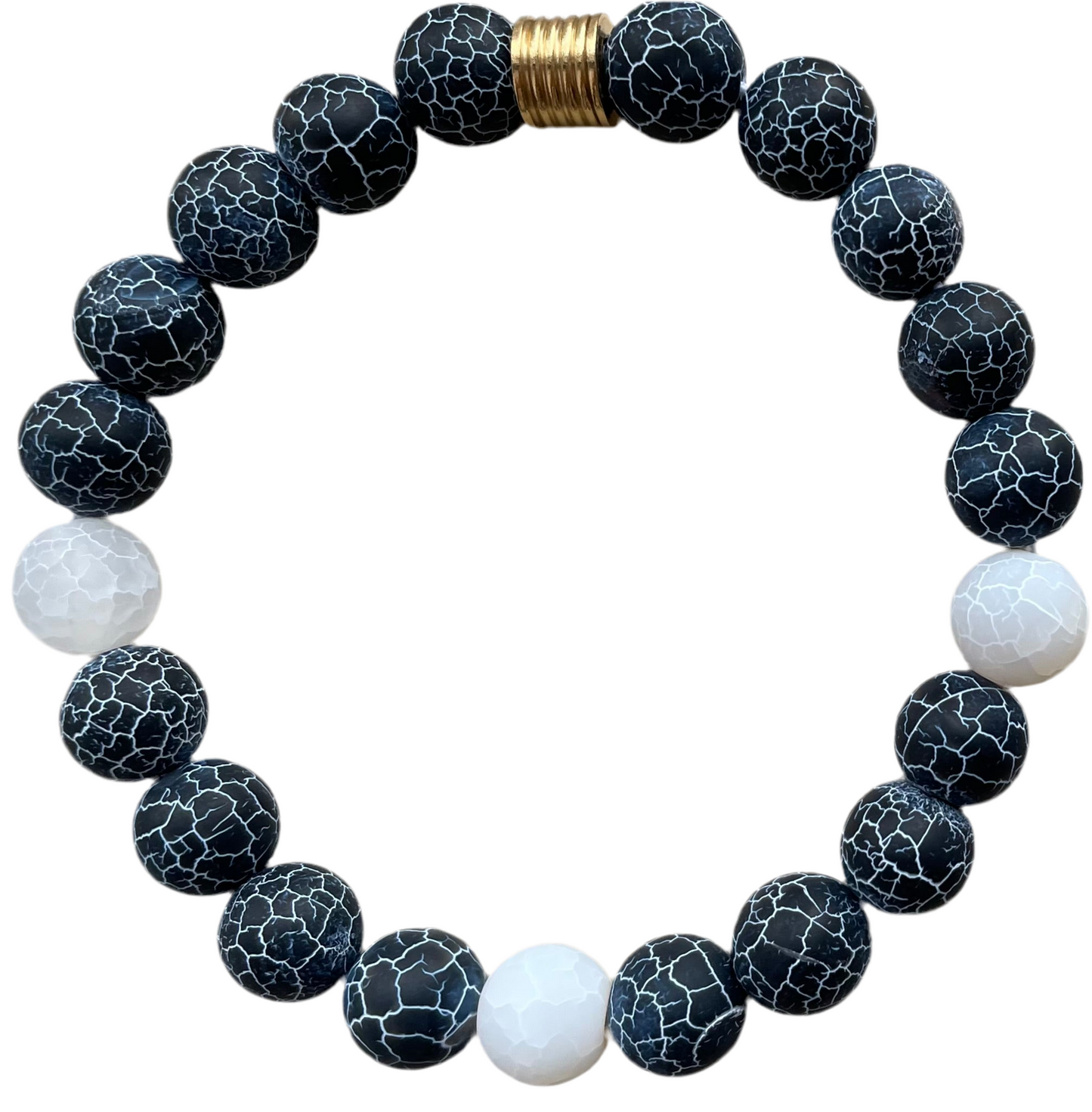 Lucky Denim Bracelet with Agate and Stainless Steel Bead