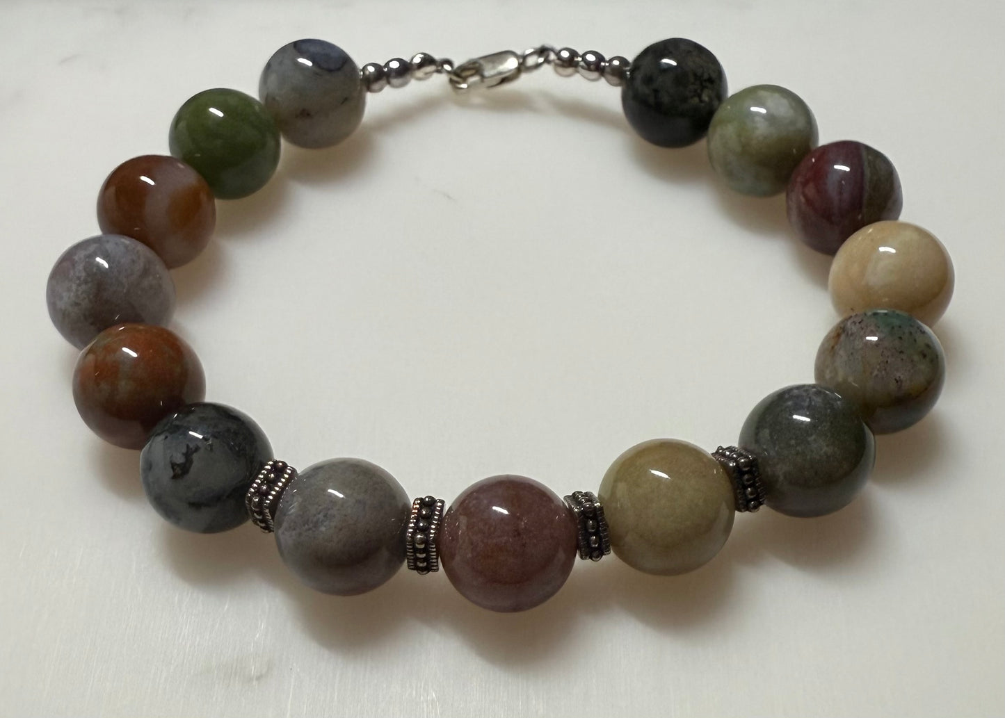 Multicolor Agate Bracelet with Sterling Silver