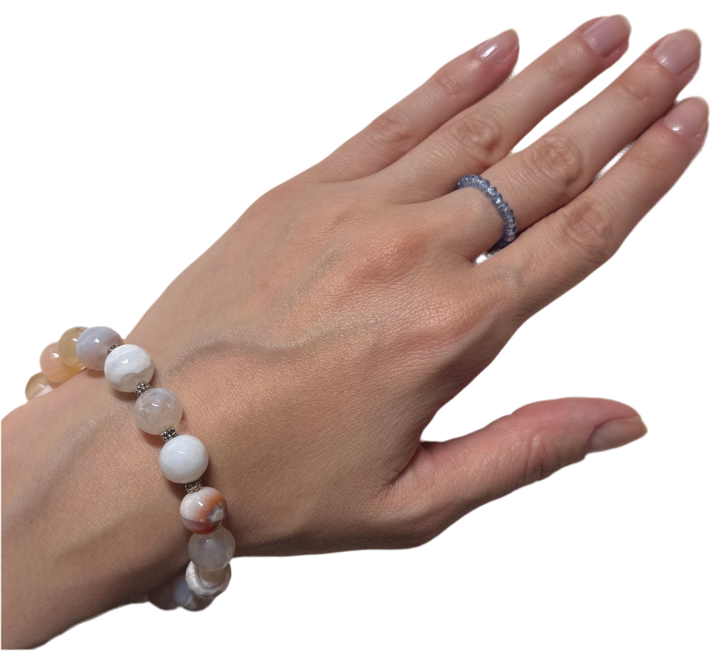 White Agate Bracelet with Sterling Silver