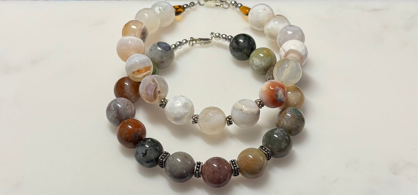 Multicolor Agate Bracelet with Sterling Silver