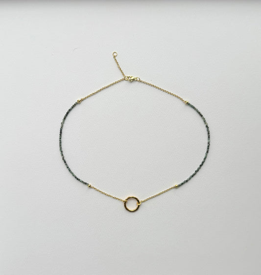 JH Emerald Necklace with Hammered Circle Pedant