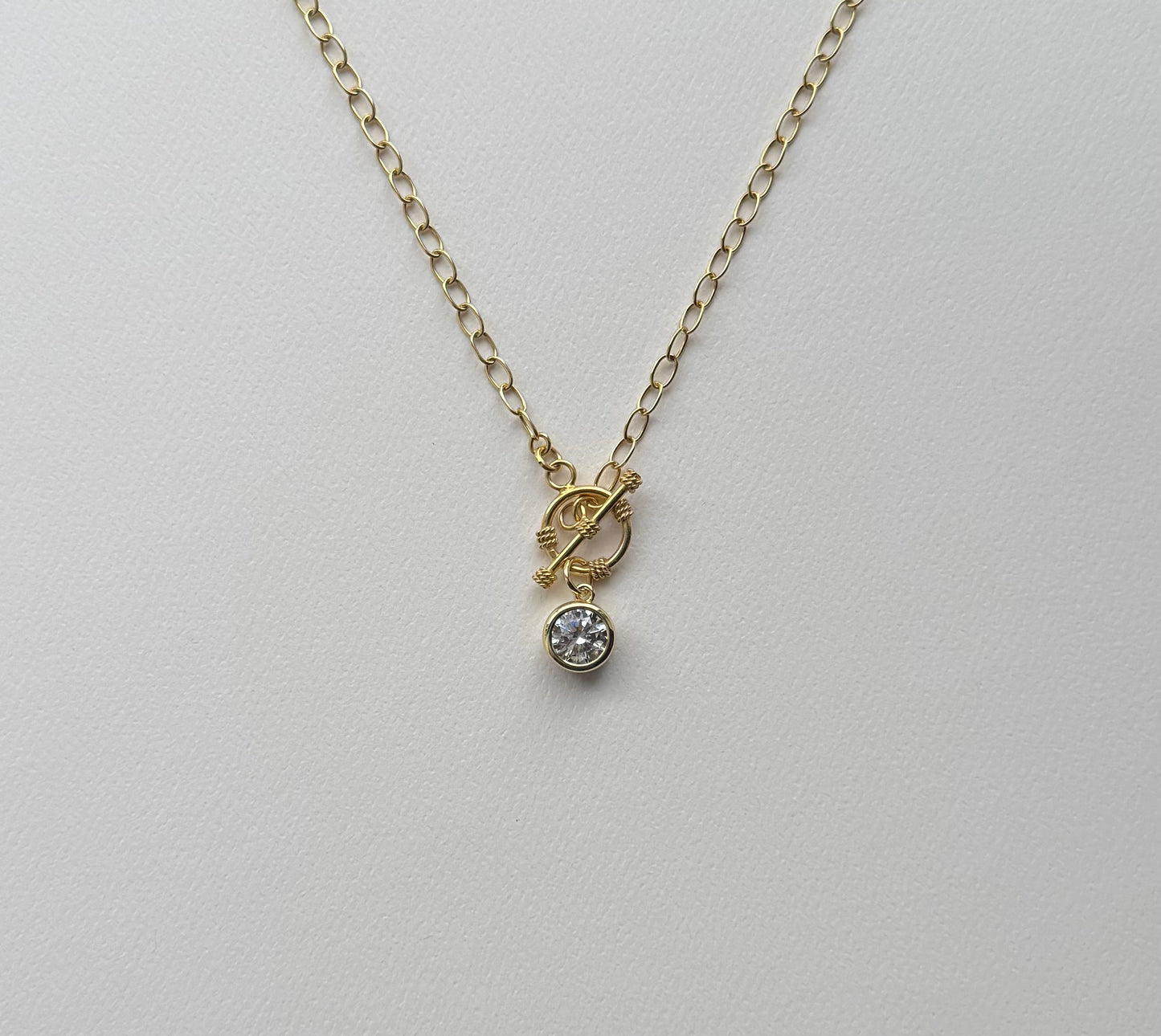 JH Toggle Cable Necklace with Crystal Pedant