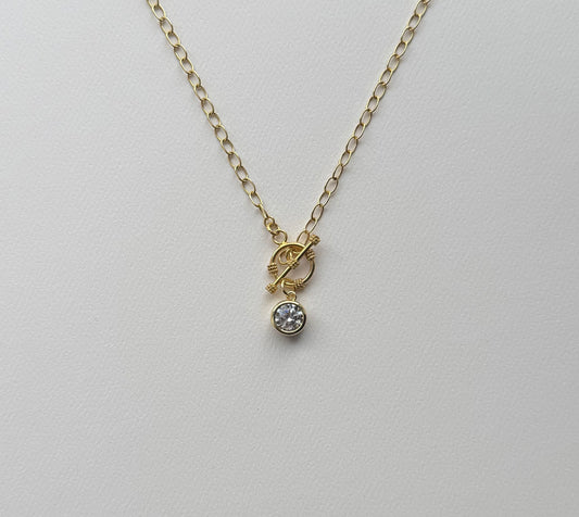 JH Toggle Cable Necklace with Crystal Pedant