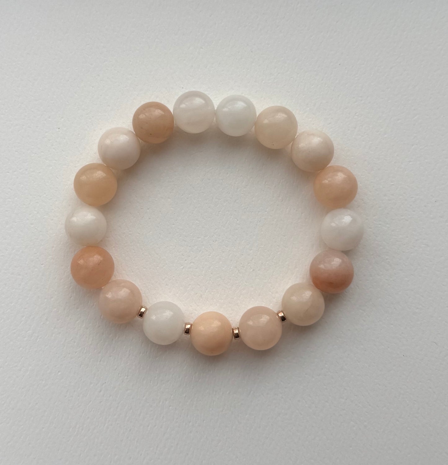 Pink Opal Stretch Bracelet with Rose Gold Beads