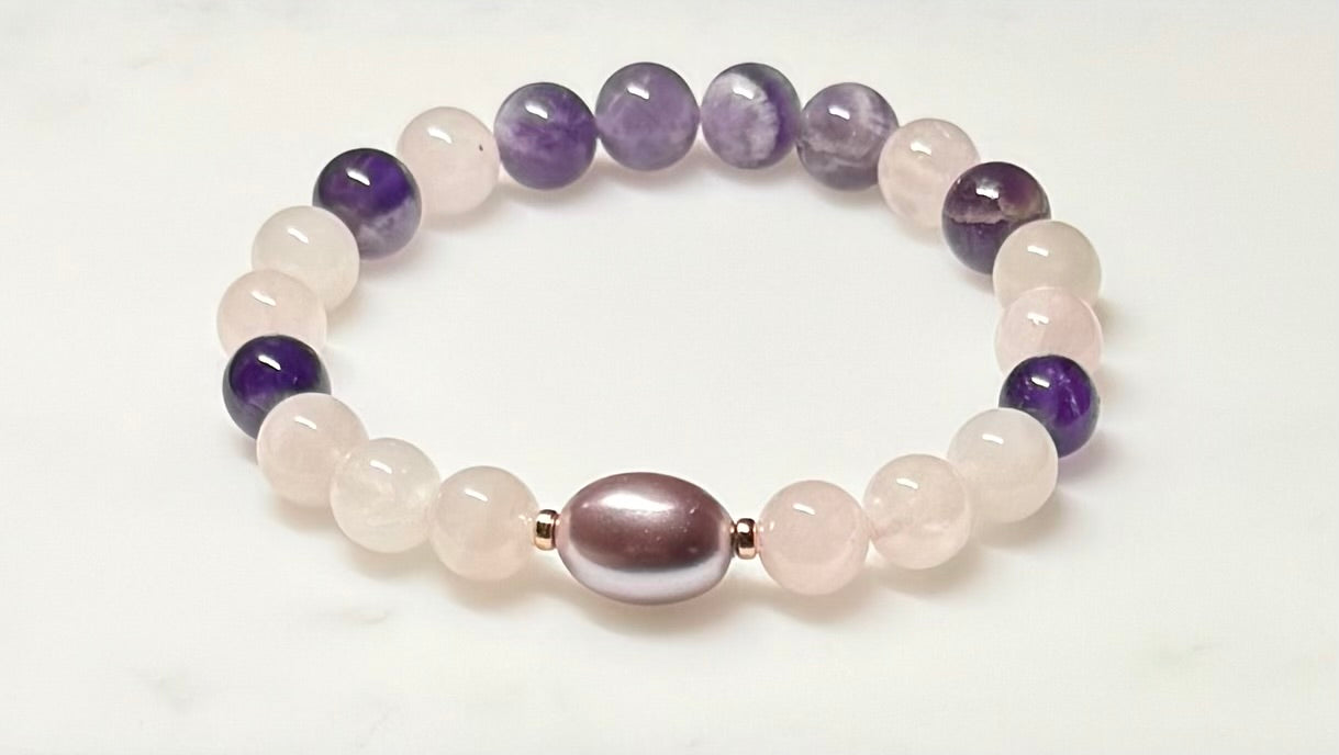 Morgan Stone Stretch Bracelet with Pearl