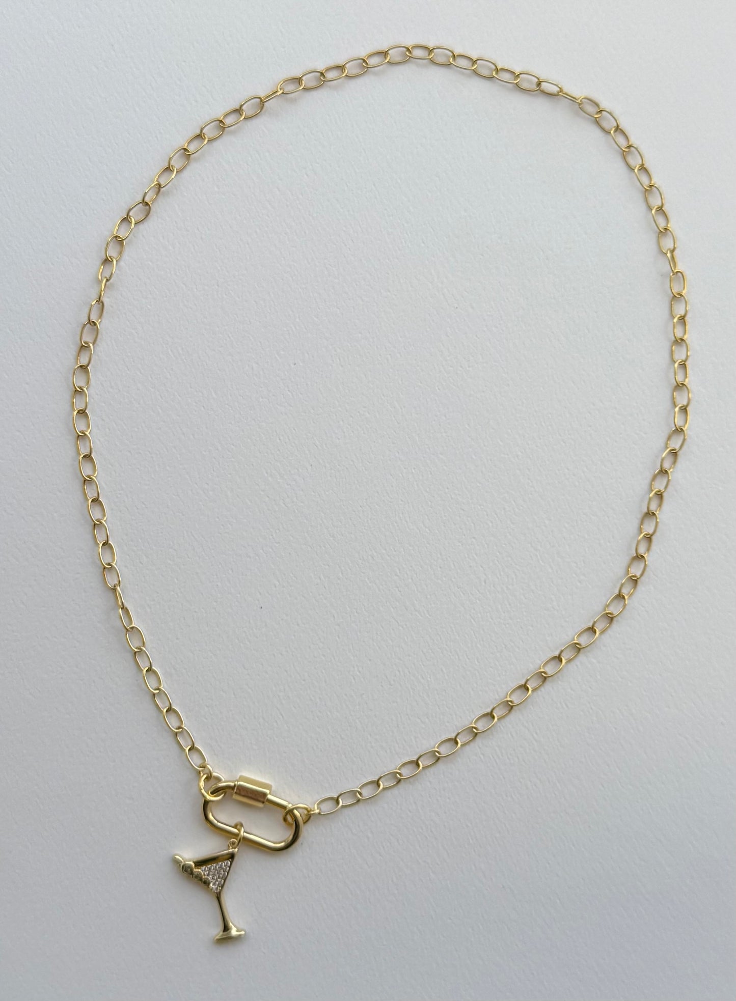JH Cable Necklace with Screw Carabiner and Martini Glass Charm [“Add On Any Charm”]