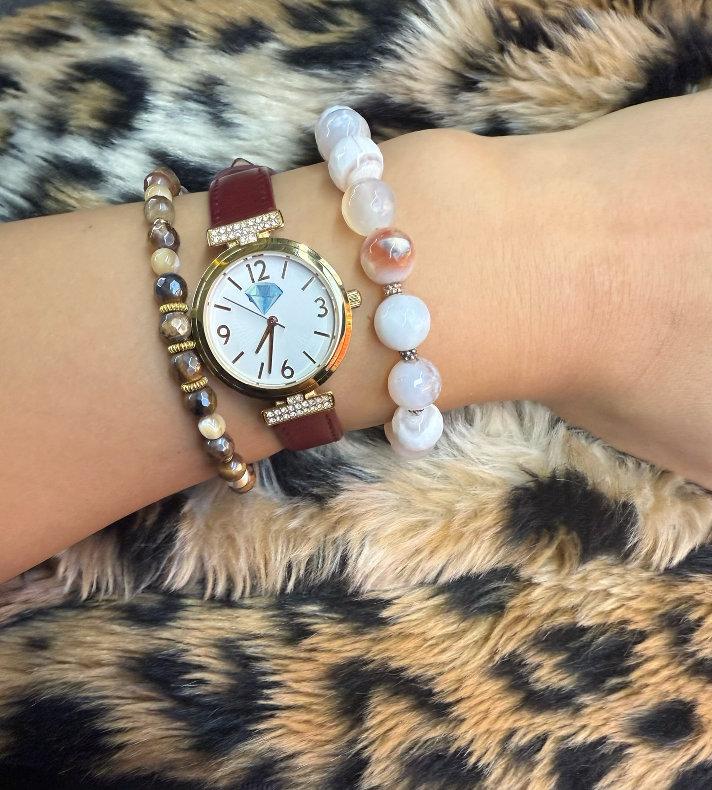 Tiger Eye with Mother of Pearl Bead Bracelet