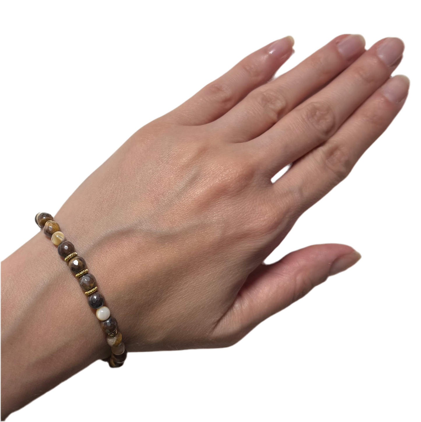 Tiger Eye with Mother of Pearl Bead Bracelet
