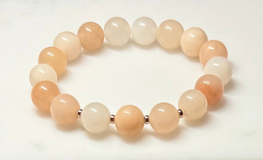 Pink Opal Stretch Bracelet with Rose Gold Beads