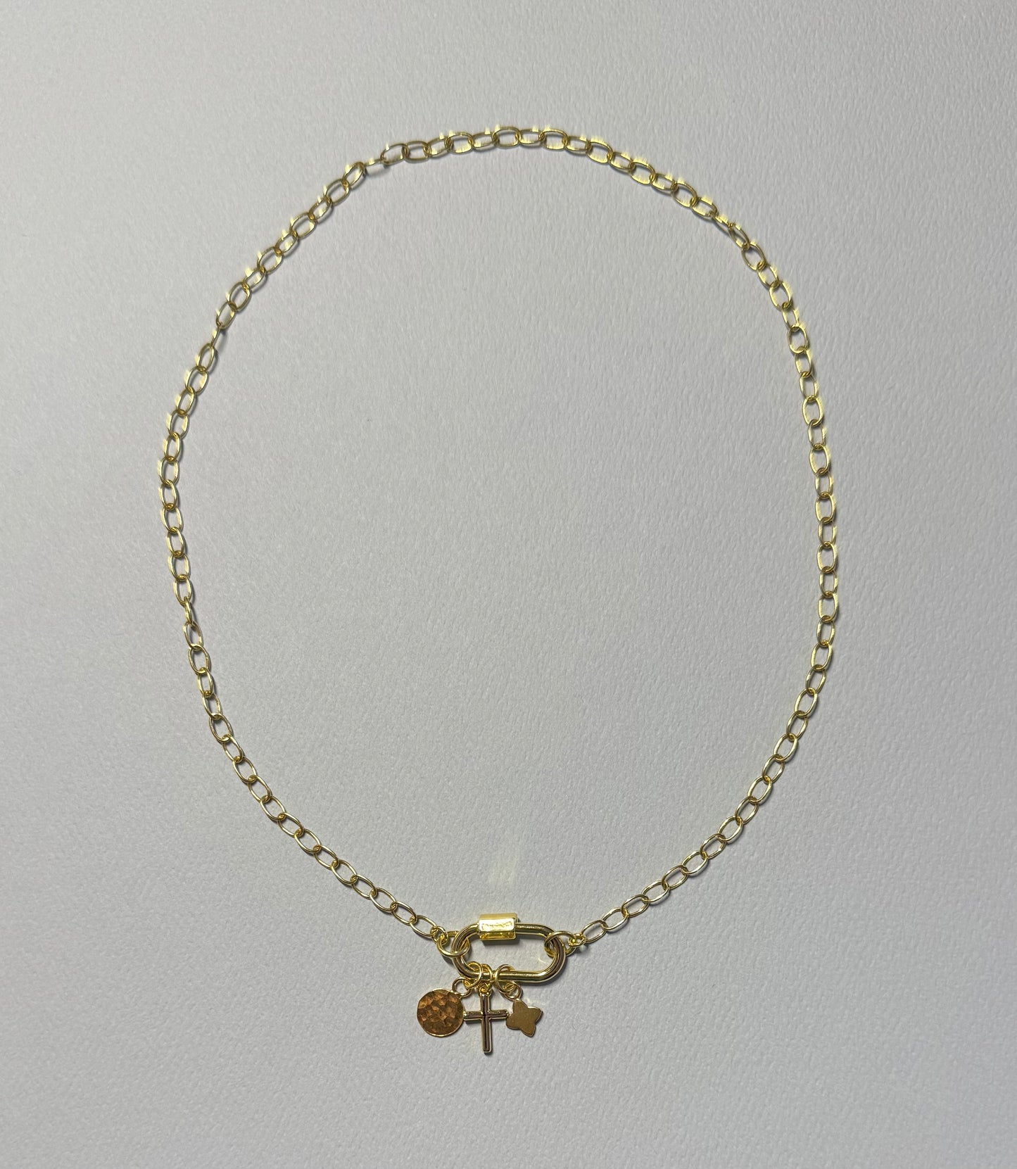 JH Cable Necklace with Screw Carabiner and Martini Glass Charm [“Add On Any Charm”]