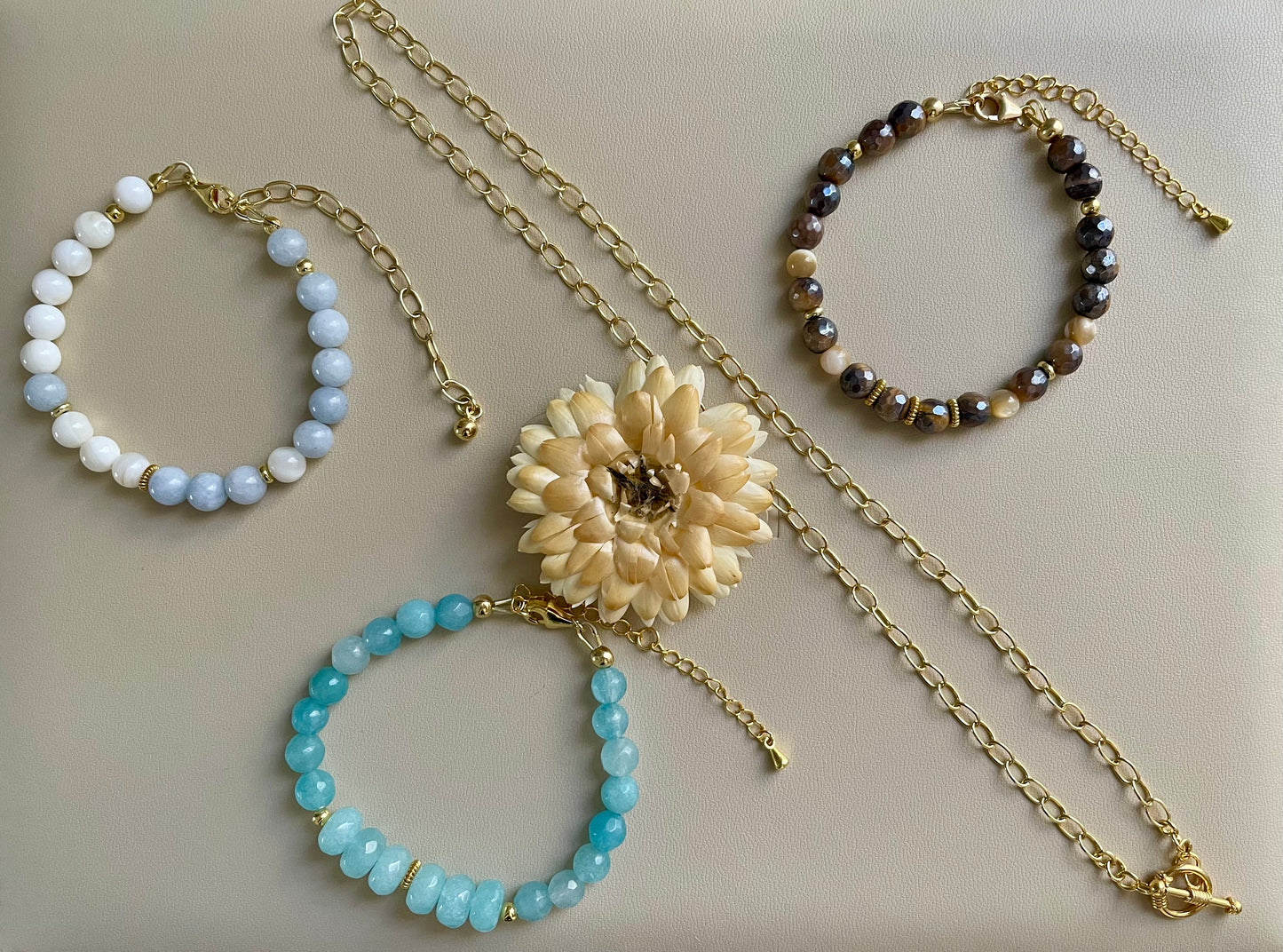 Tiger Eye with Mother of Pearl Bead Bracelet