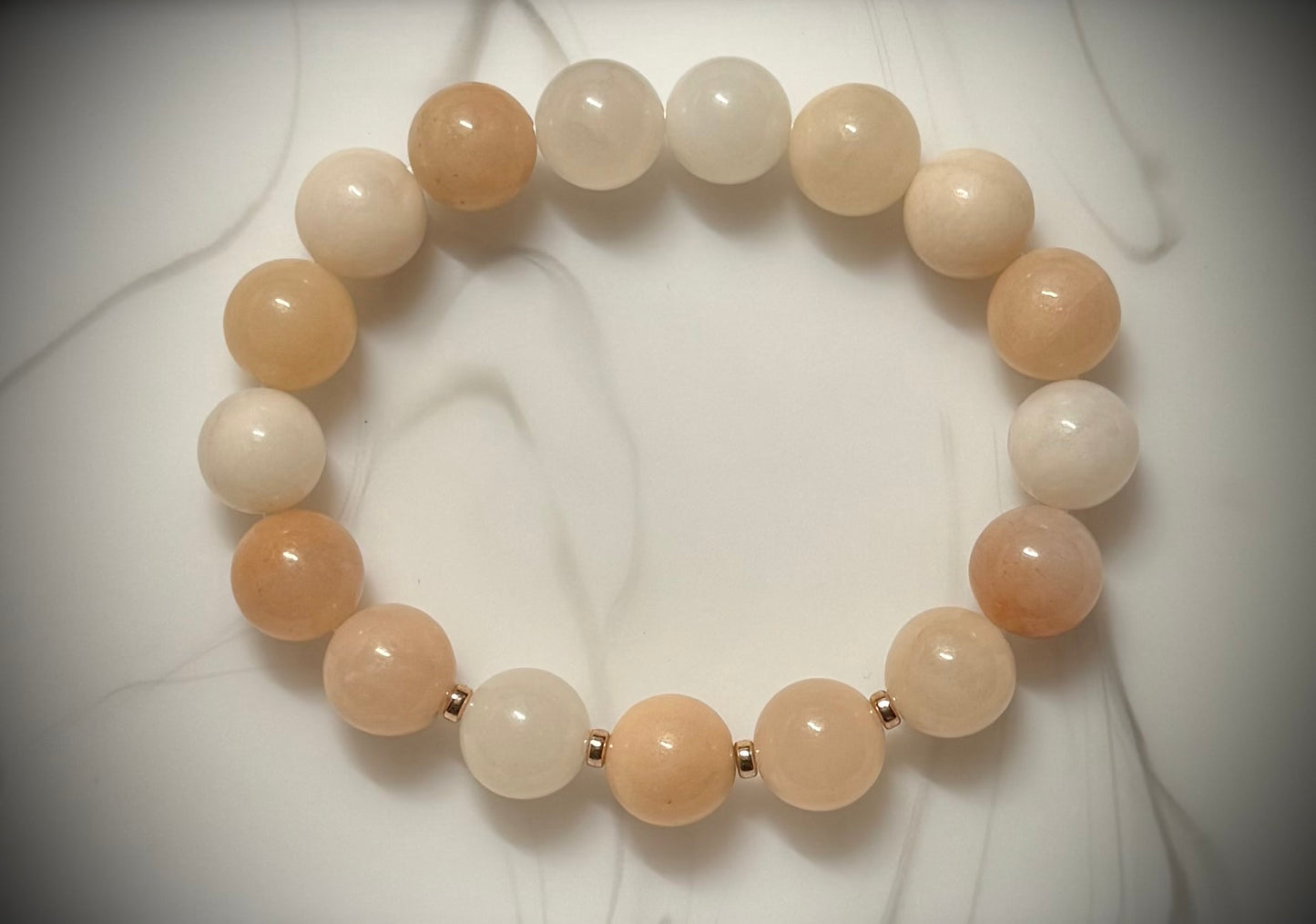 Pink Opal Stretch Bracelet with Rose Gold Beads