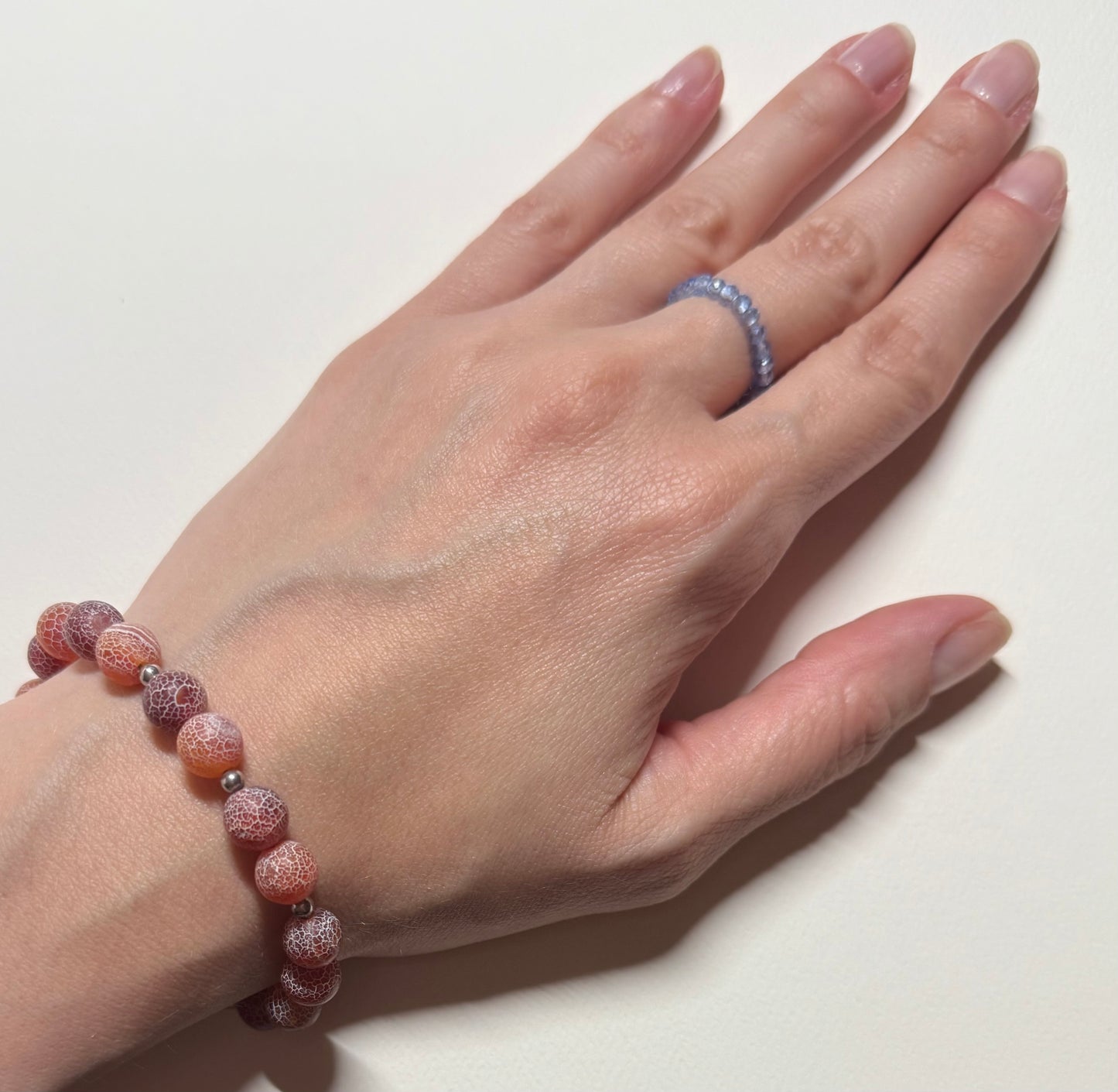 Red Dragon Vein Agate Bracelet with Sterling Silver